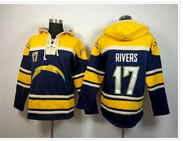 San Diego Chargers #17 Philip Rivers Navy Blue Sawyer Hooded Sweatshirt NFL Hoodie