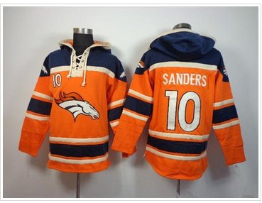 Denver Broncos #10 Emmanuel Sanders Orange Sawyer Hooded Sweatshirt NFL Hoodie