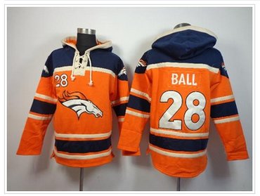 Denver Broncos #28 Montee Ball Orange Sawyer Hooded Sweatshirt NFL Hoodie