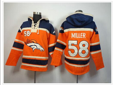 Denver Broncos #58 Von Miller Orange Sawyer Hooded Sweatshirt NFL Hoodie