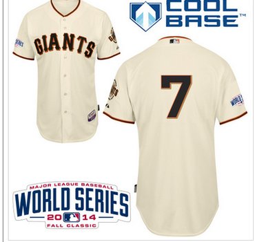 Giants #7 Gregor Blanco Cream Home Cool Base W 2014 World Series Patch MLB Jersey