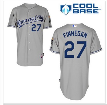 Royals #27 Brandon Finnegan Grey Cool Base Stitched Baseball Jersey
