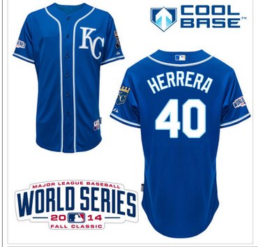 Royals #40 Kelvin Herrera Light Blue Alternate 2 Cool Base W 2014 World Series Patch Stitched Baseball Jersey
