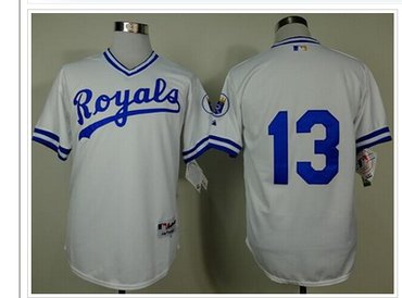 Kansas City Royals #13 Salvador Perez White 1974 Turn Back The Clock Stitched Baseball Jersey