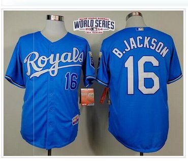 Royals #16 Bo Jackson Light Blue Alternate Cool Base W 2014 World Series Patch Stitched Baseball Jersey