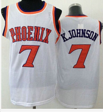 Phoenix Suns #7 K Johnson White New Throwback NBA Jersey