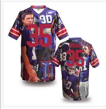 New York Giants #35 Brown Stitched NFL Elite Fanatical Version Jersey (7)