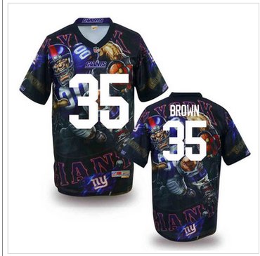 New York Giants #35 Brown Stitched NFL Elite Fanatical Version Jersey (1)