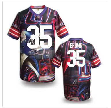 New York Giants #35 Brown Stitched NFL Elite Fanatical Version Jersey (6)
