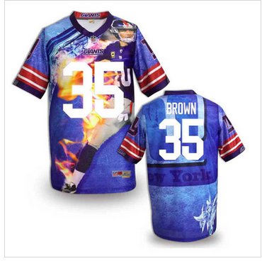 New York Giants #35 Brown Stitched NFL Elite Fanatical Version Jersey (4)