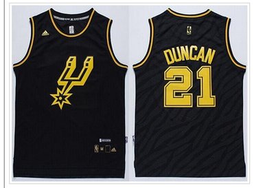 San Antonio Spurs #21 Tim Duncan Black Precious Metals Fashion NBA Jersey