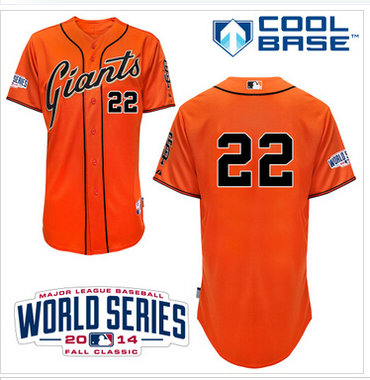 Giants #22 Will Clark Orange Alternate Cool Base W 2014 World Series Patch Baseball Jersey