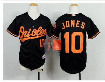 Youth Orioles #10 Adam Jones Black Cool Base Baseball Jersey