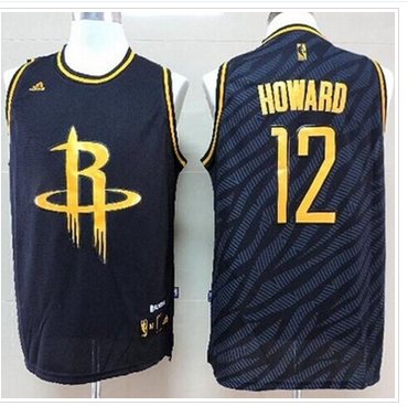 Houston Rockets #12 Dwight Howard Black Precious Metals Fashion Stitched NBA Jersey