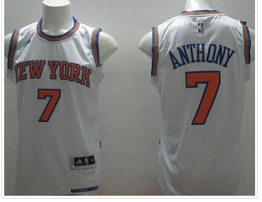 New York Knicks #7 Carmelo Anthony White Stitched NBA Jersey