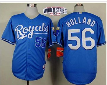 Royals #56 Greg Holland Light Blue Alternate 1 Cool Base W 2014 World Series Patch Stitched Baseball Jersey