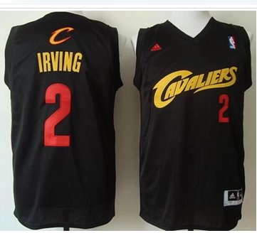 Cleveland Cavaliers #2 Kyrie Irving Black(Red No.) Fashion Stitched NBA Jersey