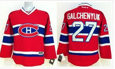 Youth NHL Canadiens #27 Alex Galchenyuk Red Stitched Jersey