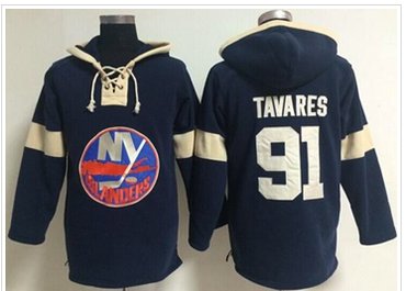 New York Islanders #91 John Tavares Dark Blue Pullover NHL Hoodie