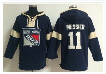 New York Rangers #11 Mark Messier Navy Blue Pullover NHL Hoodie