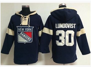 New York Rangers #30 Henrik Lundqvist Navy Blue Pullover NHL Hoodie