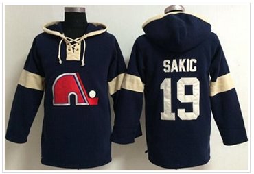 Quebec Nordiques #19 Joe Sakic Blue Pullover NHL Hoodie