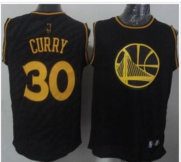 Golden State Warriors #30 Stephen Curry Black Precious Metals Fashion Stitched NBA Jersey