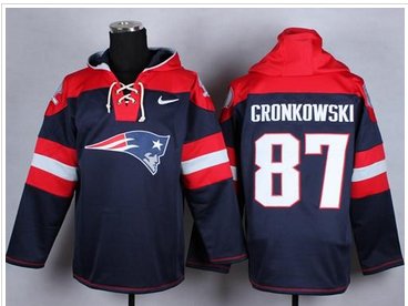 NEW Patriots #87 Rob Gronkowski Navy Blue Player Pullover NFL Hoodie