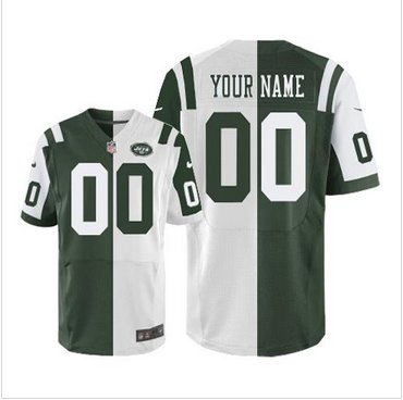 NEW New York Jets Customized Green White Elite Split Jersey