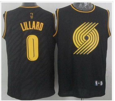 Portland Trail Blazers #0 Damian Lillard Black Precious Metals Fashion Stitched NBA Jersey