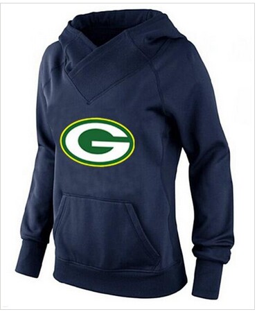Women's Green Bay Packers Logo Pullover Hoodie Navy Blue