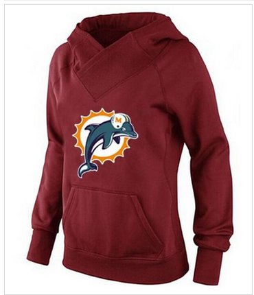 Women's Miami Dolphins Logo Pullover Hoodie Red-1