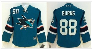 Youth NHL Sharks #88 Brent Burns Green Stitched Jersey