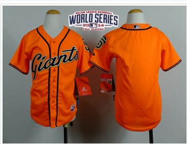 Youth Baseball Giants Blank Orange Alternate W 2014 World Series Patch Stitched Jersey