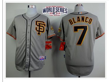 Giants #7 Gregor Blanco Grey Road 2 Cool Base W2014 World Series Patch Stitched Baseball Jersey