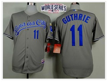 Royals #11 Jeremy Guthrie Grey Cool Base W 2014 World Series Patch Stitched Baseball Jersey