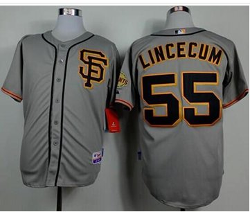 San Francisco Giants #55 Tim Lincecum Grey 2012 Road 2 Stitched Baseball Jersey