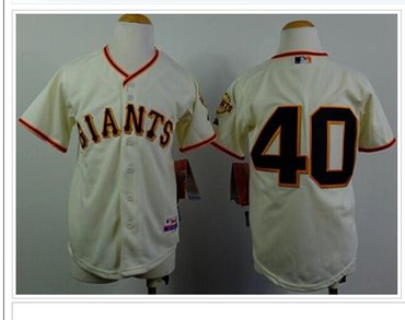 Youth Giants #40 Madison Bumgarner Cream MLB Jersey