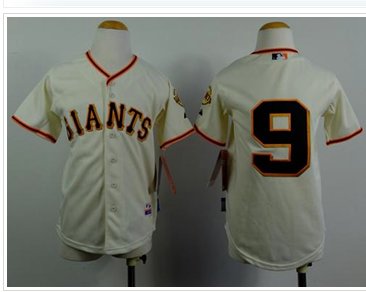 Youth Giants #9 Brandon Belt Cream MLB Jersey