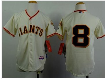 Youth Giants #8 Hunter Pence Cream MLB Jersey