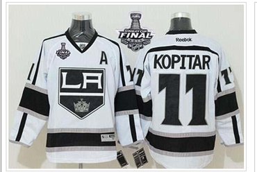 Kings #11 Anze Kopitar White Road 2014 Stanley Cup Finals Stitched NHL Jersey
