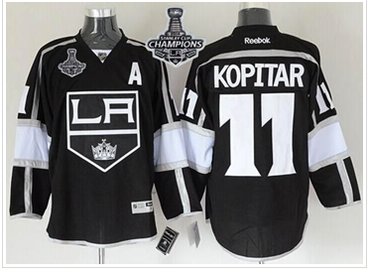 Kings #11 Anze Kopitar Black Home 2014 Stanley Cup Champions Stitched NHL jersey