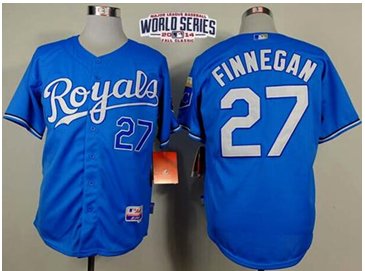 Royals #27 Brandon Finnegan Light Blue Alternate Cool Base W 2014 World Series Patch Baseball Jersey