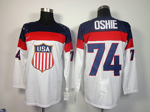 Team USA 2014 Sochi Winter Olympics #74 Tj Oshie White Authentic Hockey Jersey