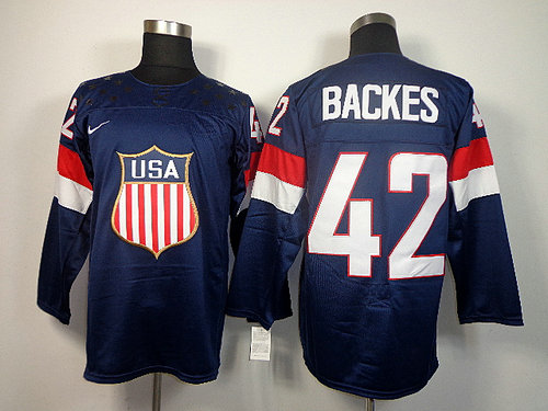 Team USA 2014 Sochi Winter Olympics 42 David Backes Dark Blue Authentic Hockey Jersey