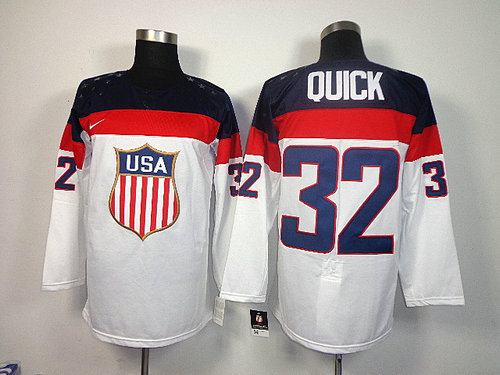 Team USA 2014 Sochi Winter Olympics 32 Jonathan Quick White Authentic Hockey Jersey