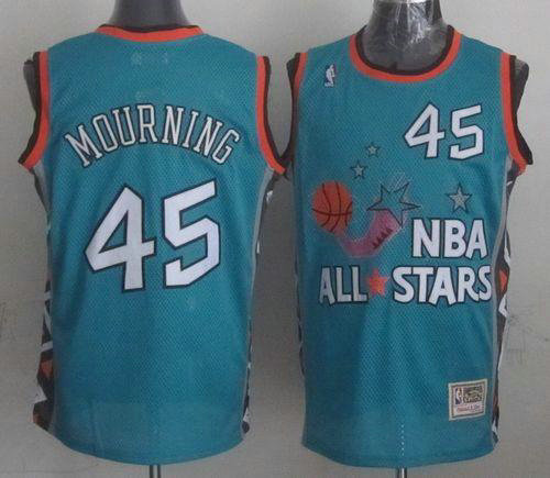 Miami Heat Mitchell And Ness #45 Alonzo Mourning Light Blue 1996 All star NBA Jersey