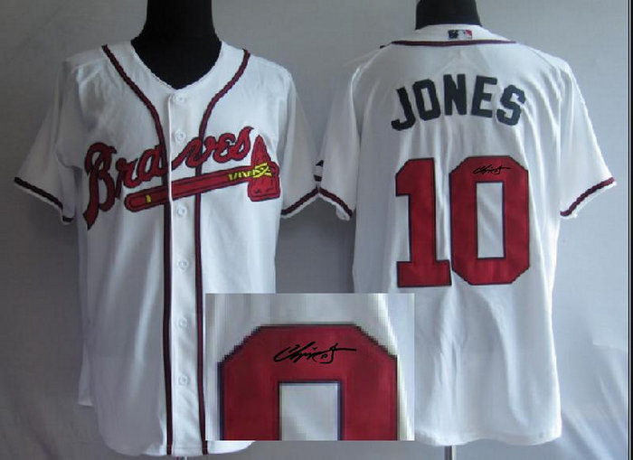 MLB Atlanta Braves 10 Chipper Jones White Signed Jersey MLB Atlanta Braves 10 Chipper Jones White Signed Jersey