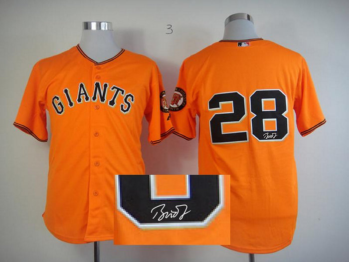 mlb jerseys san francisco giants #28 cain Orange Signed Jersey