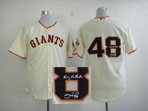 MLB San Francisco Giants 48# Sandoval Cream Signed Jersey